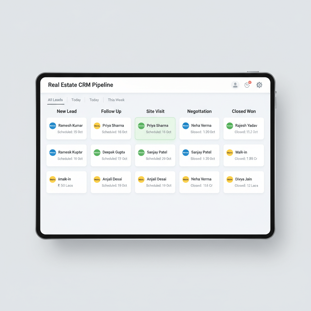 Real Estate CRM lead pipeline dashboard