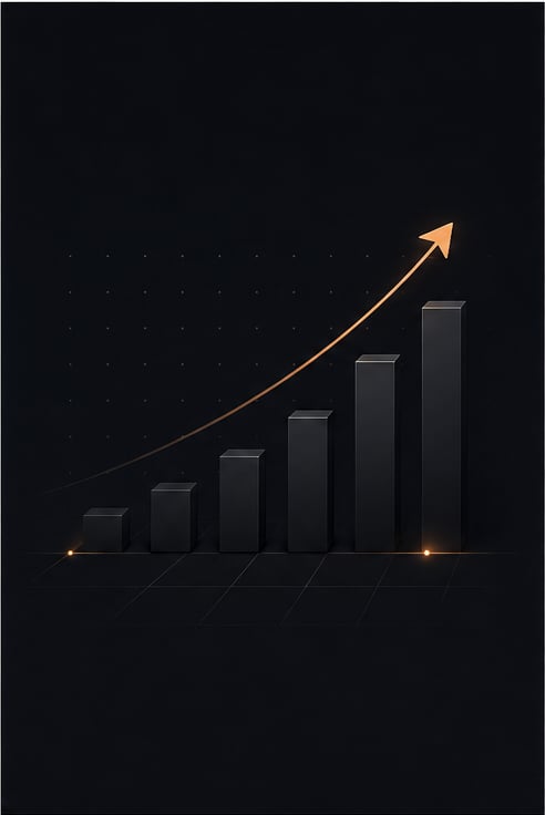 Ascending growth chart representing the scale phase